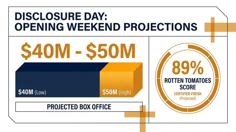 Projected opening weekend performance and critical reception for 'Disclosure Day'.
