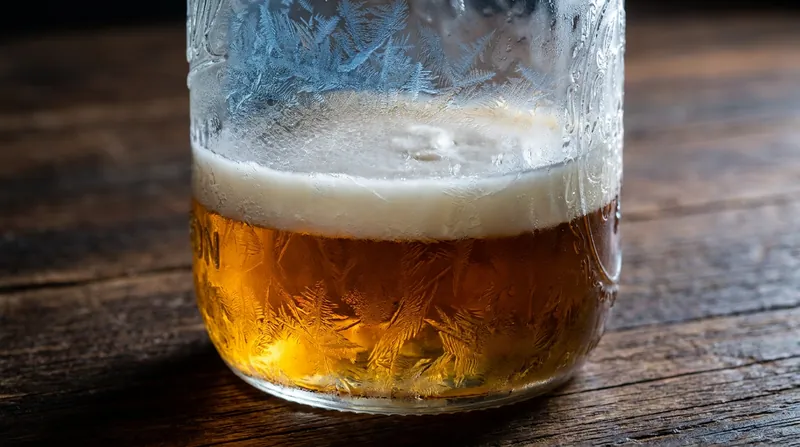 Freezing the mixture allows the fat to solidify into a hard puck while the alcohol remains liquid.