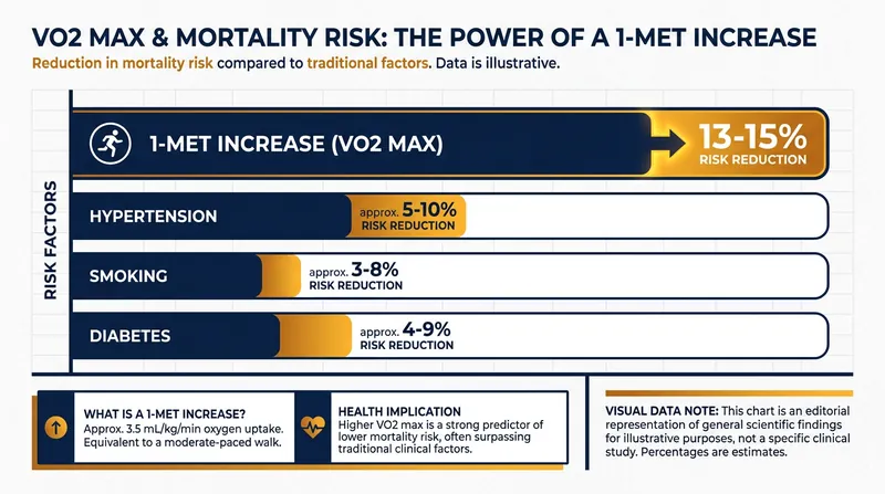 Cardiorespiratory fitness often outperforms traditional blood biomarkers in predicting all-cause mortality.