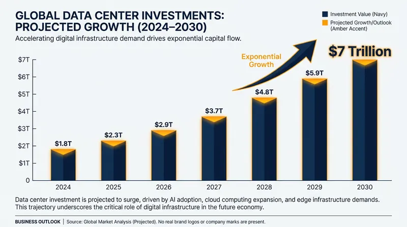 Analysts project that the global buildout of AI data centers could reach $7 trillion by the end of the decade.