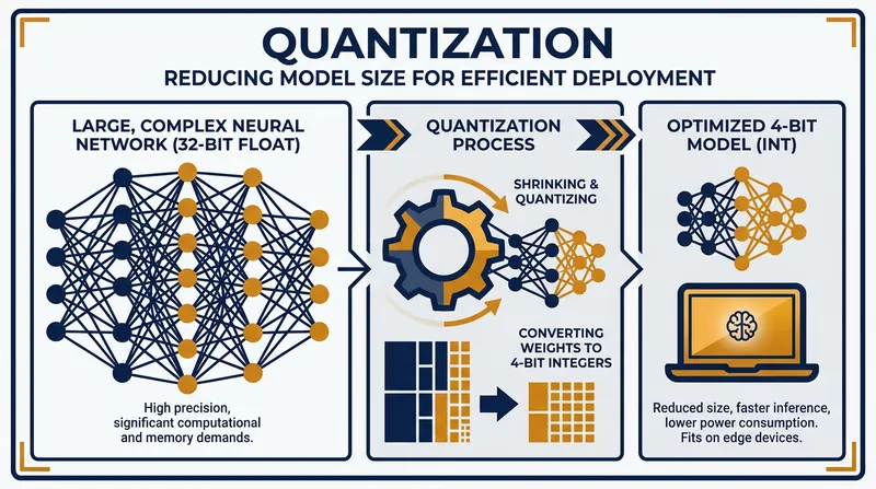 Quantization compresses massive AI models so they can run efficiently on consumer hardware.