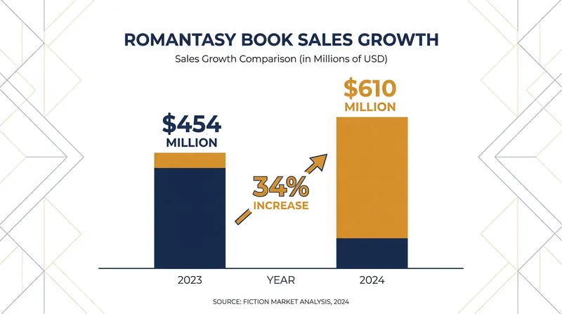 Romantasy sales surged 34% year-over-year, driving growth across the broader science fiction and fantasy categories.