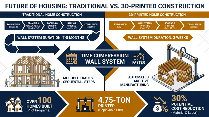 How 3D printing accelerates the construction timeline and reduces costs.