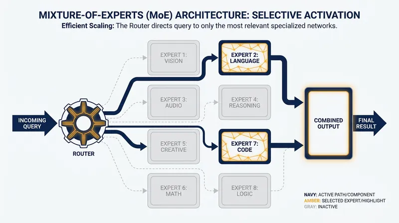 MoE architectures save compute by activating only the specific sub-networks needed for a given task.