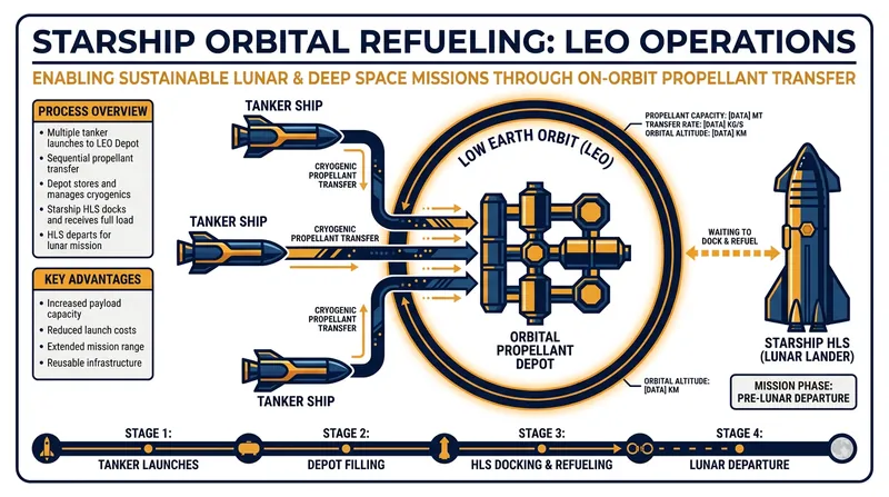 Starship HLS requires multiple refueling flights in Low Earth Orbit before it can generate enough thrust to reach the Moon.