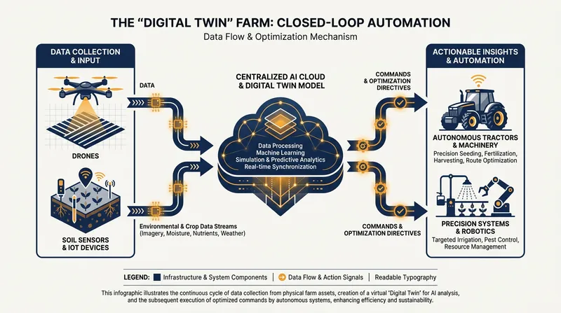 How continuous sensor data creates a 'digital twin' to optimize farm management.