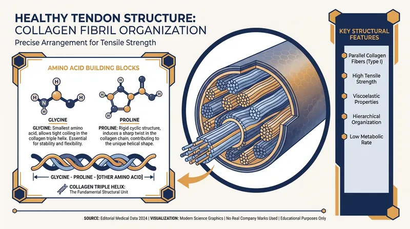 Collagen peptides supply the specific amino acids required to build strong, parallel fibers in the tendon.