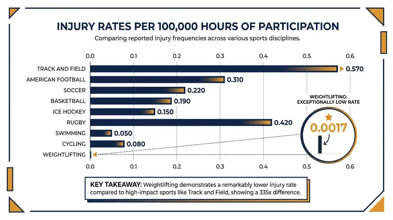 When properly coached, Olympic weightlifting boasts a lower injury rate than many common recreational sports.