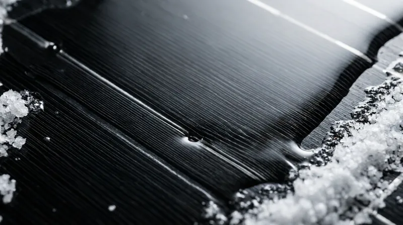 Laser-etched grooves create a super-wicking surface that prevents salt from clogging the active evaporation area.