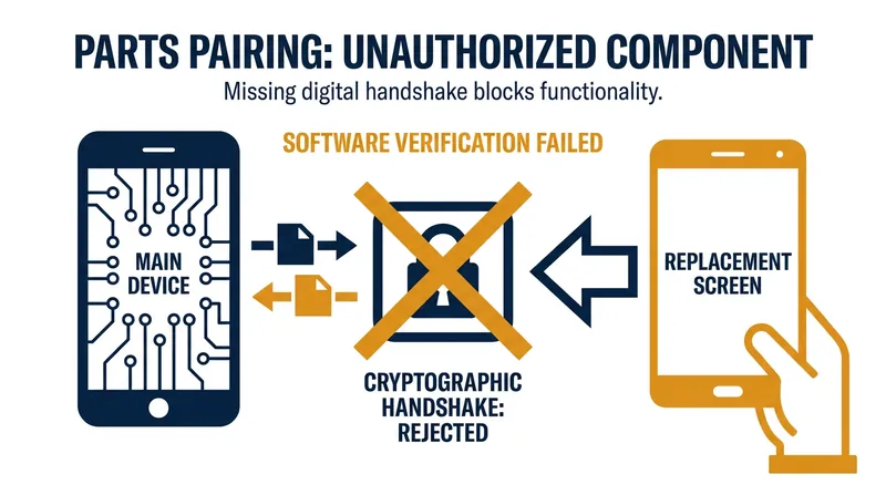 Parts pairing uses software locks to prevent perfectly functional third-party components from working in a device.
