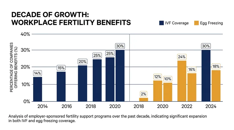 Employer coverage of IVF and egg freezing has surged over the last decade.