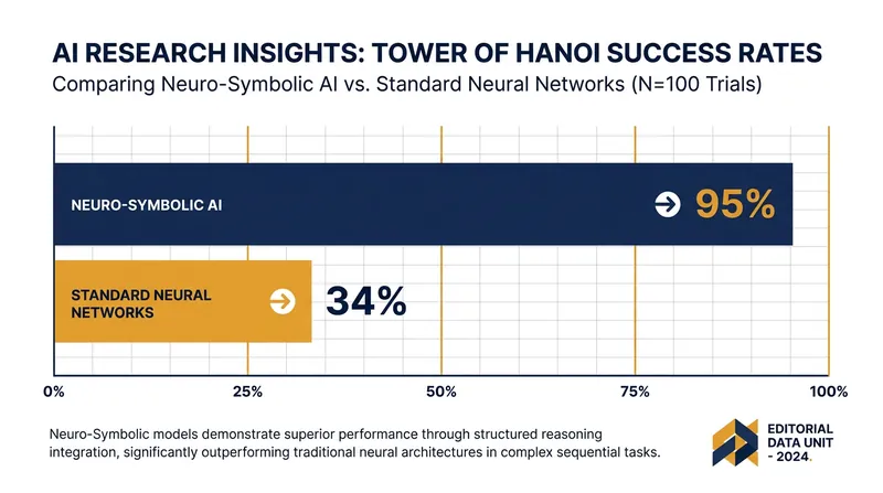 The hybrid system vastly outperformed standard models on complex logic puzzles.