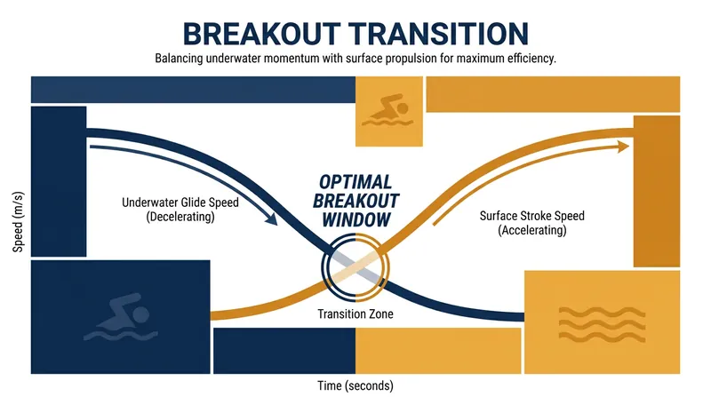 Timing the breakout perfectly ensures that underwater momentum is seamlessly carried into the surface stroke.