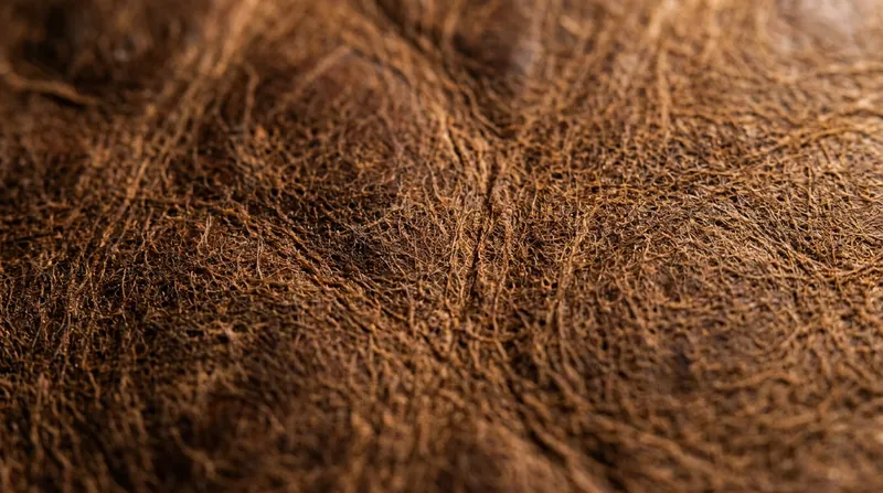 While the texture mimics calfskin, the industry is still working to eliminate the synthetic coatings used for durability.