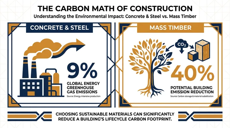 By replacing concrete and steel, mass timber transforms buildings from carbon emitters into carbon sinks.