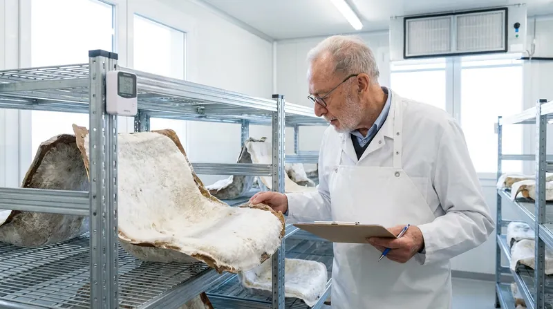 Mycelium composites grow inside custom molds, requiring virtually no energy or light during incubation.