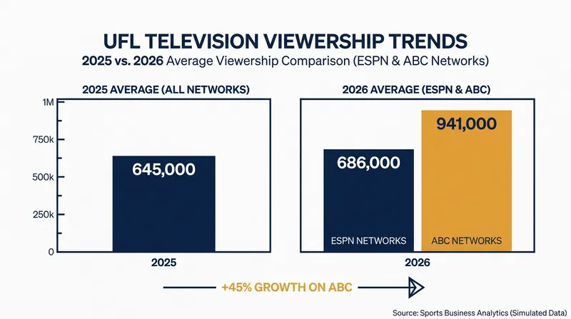 UFL viewership rebounded in 2026, driven by strong performances on ABC and ESPN networks.