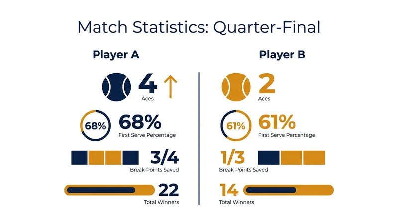 Despite the physical setback, Raducanu maintained a high first-serve percentage and capitalized on crucial break points.