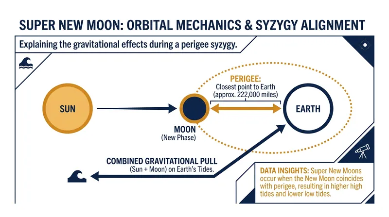 A super new moon occurs when the moon reaches perigee (its closest approach to Earth) while perfectly aligned with the sun.