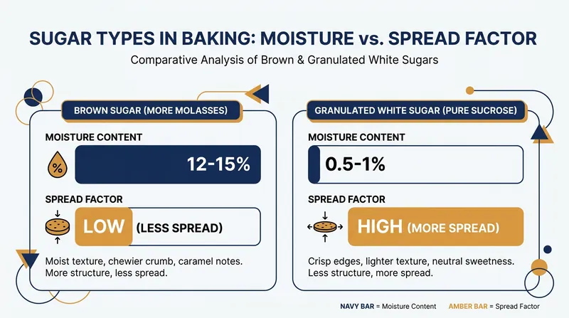 The ratio of brown to white sugar fundamentally alters the dough's moisture content and how much it spreads in the oven.