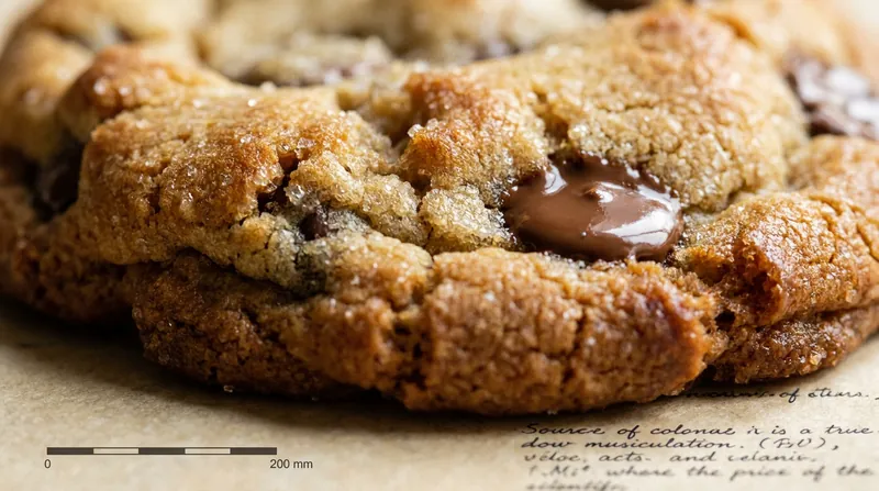 The Maillard reaction and caramelization create the complex, nutty flavors and golden-brown color on the cookie's surface.