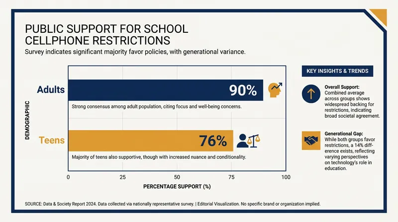 Survey data reveals surprisingly high support for phone restrictions among teenagers themselves.