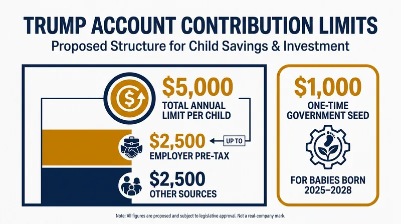 Annual contribution limits and employer match provisions for the new accounts.