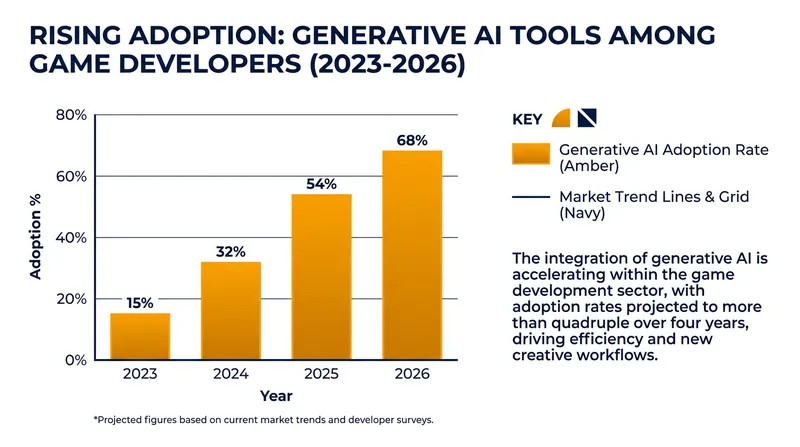 The adoption of AI workflows in indie game development has surged over the past three years.