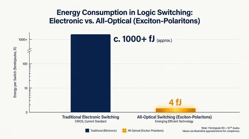 All-optical switching requires a microscopic fraction of the energy used by traditional electronic transistors.