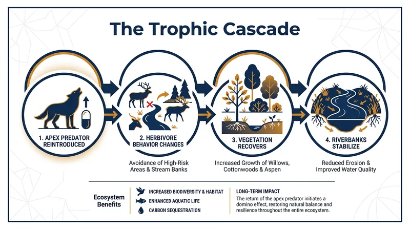 How the reintroduction of a single keystone species can physically alter an entire landscape.