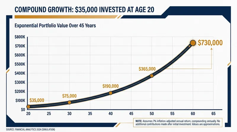 Without a single additional contribution, a fully funded $35,000 rollover can grow to nearly three-quarters of a million dollars by retirement age.