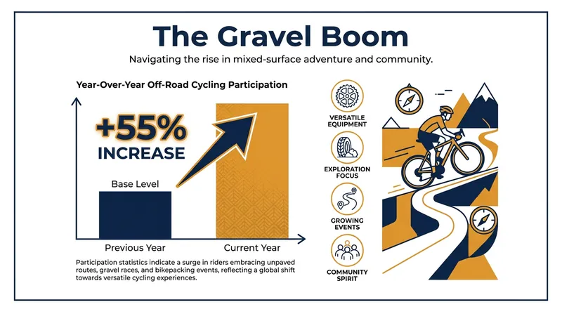 Off-road and gravel cycling have seen explosive growth as riders seek nature-immersed experiences.