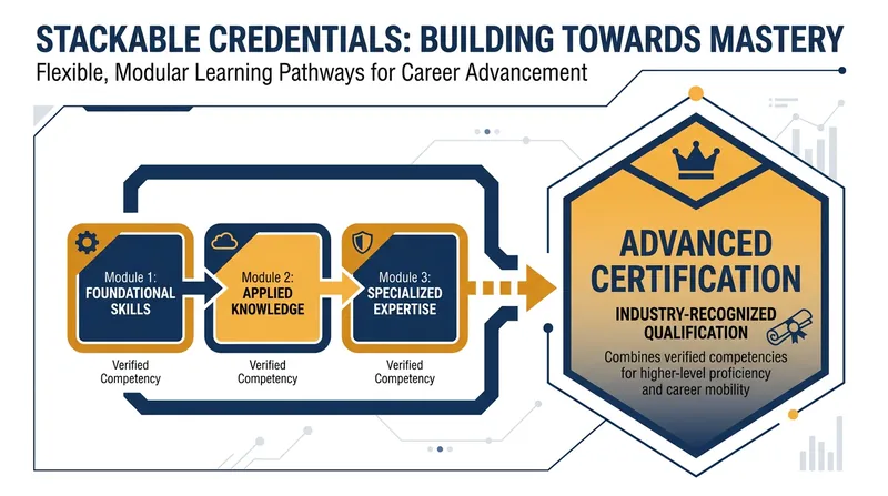 Stackable credentials allow learners to build comprehensive qualifications incrementally.