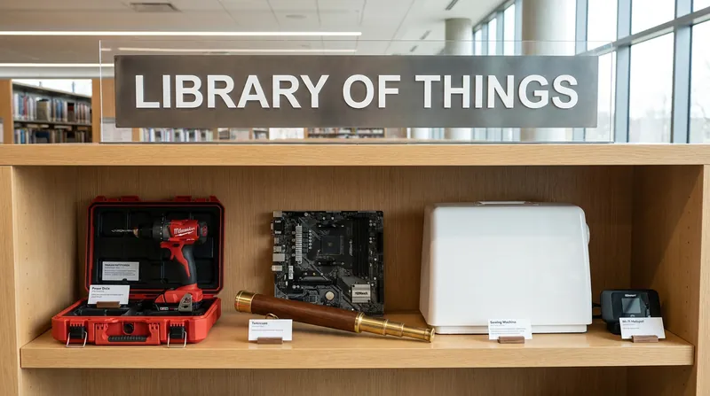The 'Library of Things' movement allows patrons to borrow tools, electronics, and hobby equipment.
