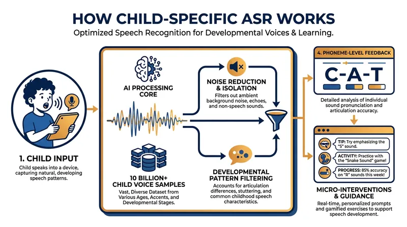 Standard voice recognition fails on children's voices. EdTech companies have built proprietary models trained specifically on how kids learn to speak.