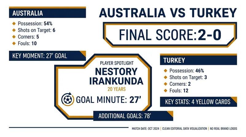 Key figures from Australia's historic 2-0 victory over Turkey.