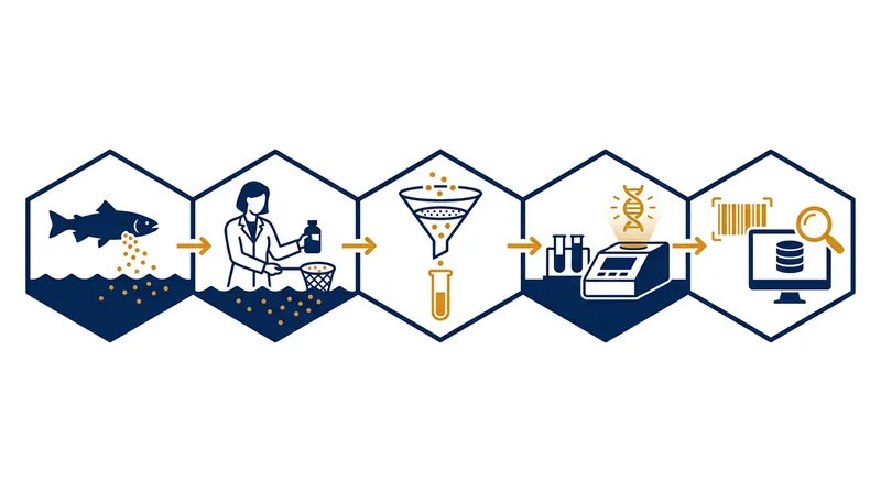The eDNA process: from environmental shedding to genetic sequencing.