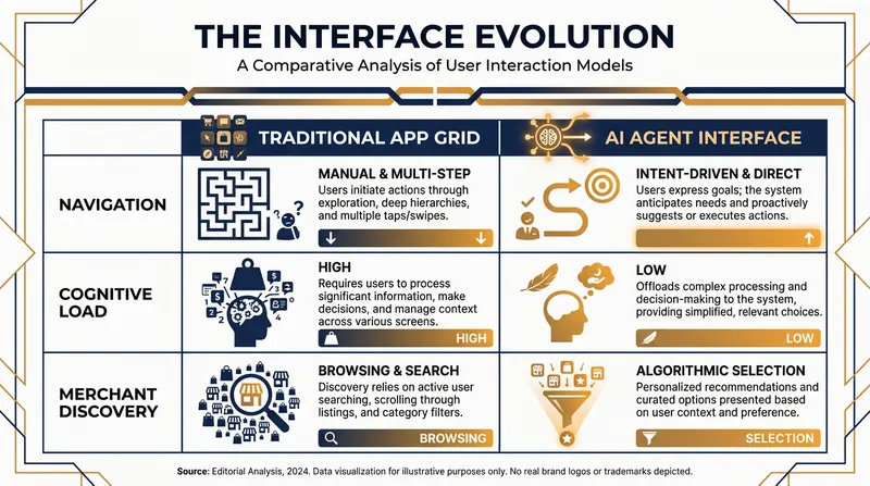 The shift from graphical user interfaces to conversational agents fundamentally changes app economics.