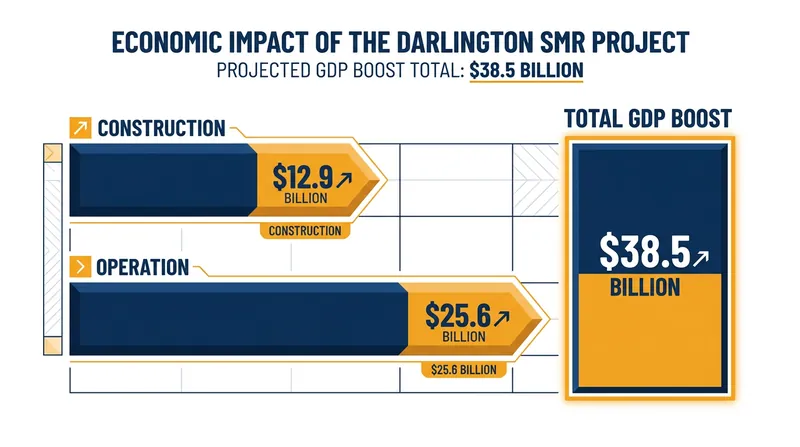 The projected 65-year economic impact of the four-reactor Darlington SMR fleet.