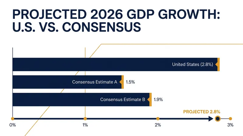 Forecasters project the US economy will expand by 2.8% in 2026, comfortably beating initial consensus estimates.
