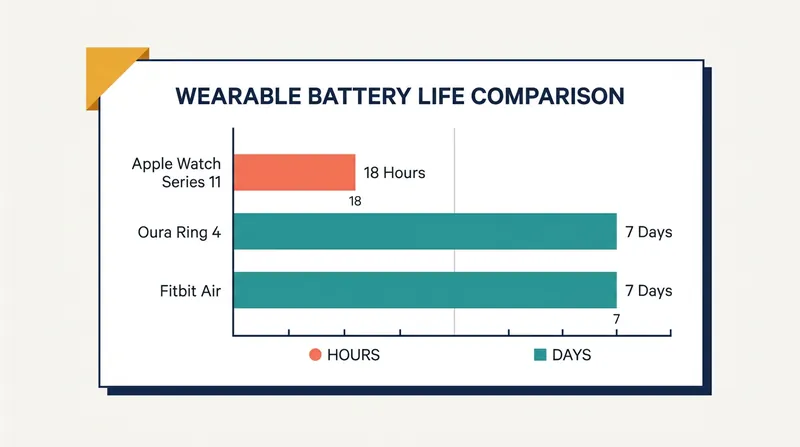 Battery life remains the most significant differentiator between smartwatches and screenless trackers.
