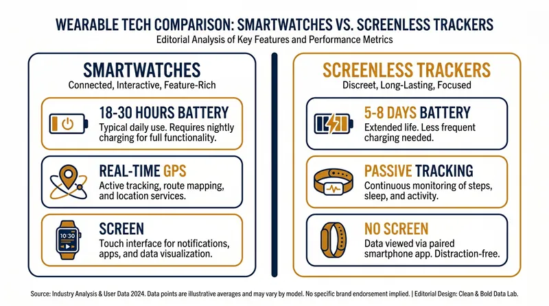 A side-by-side look at the core trade-offs between the two dominant wearable form factors.