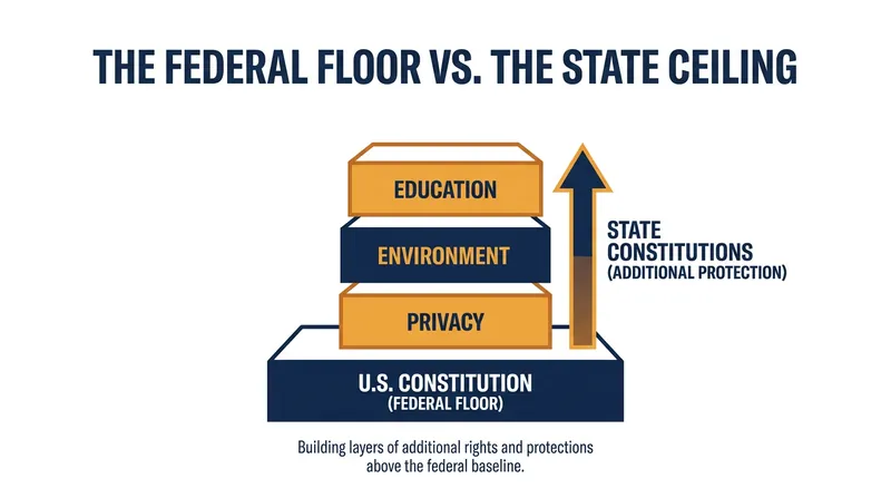 The U.S. Constitution sets a mandatory baseline of rights, but states are free to build upon it.