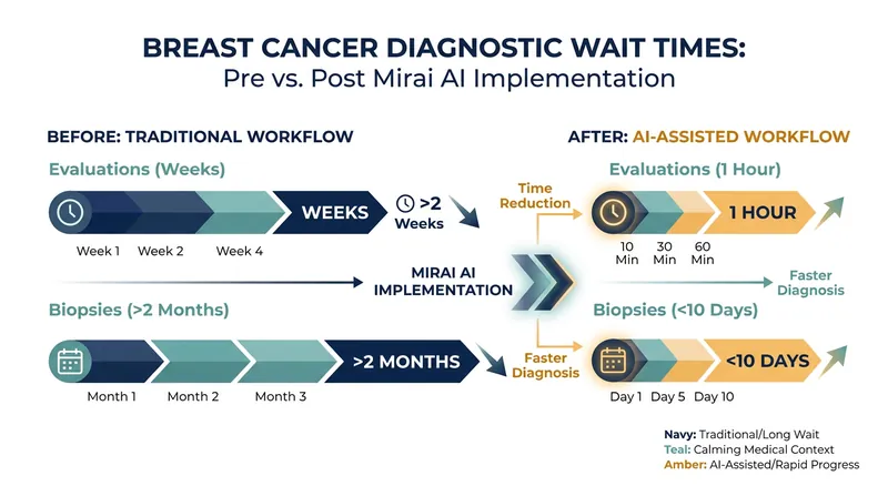 The Mirai AI model drastically compressed the timeline from screening to biopsy for high-risk patients.