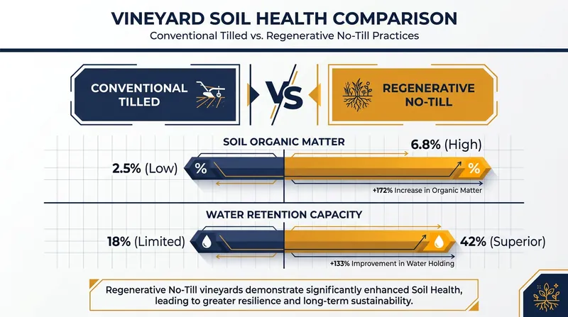 Regenerative practices consistently outperform conventional methods in soil health metrics.