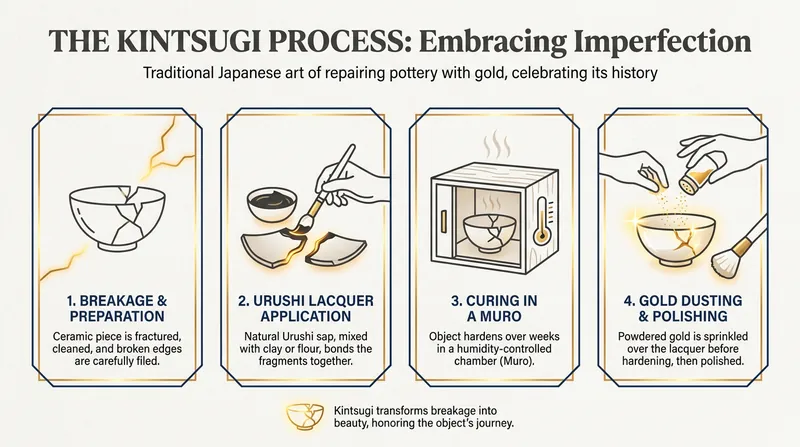 The traditional kintsugi process relies on urushi lacquer and can take months to properly cure.