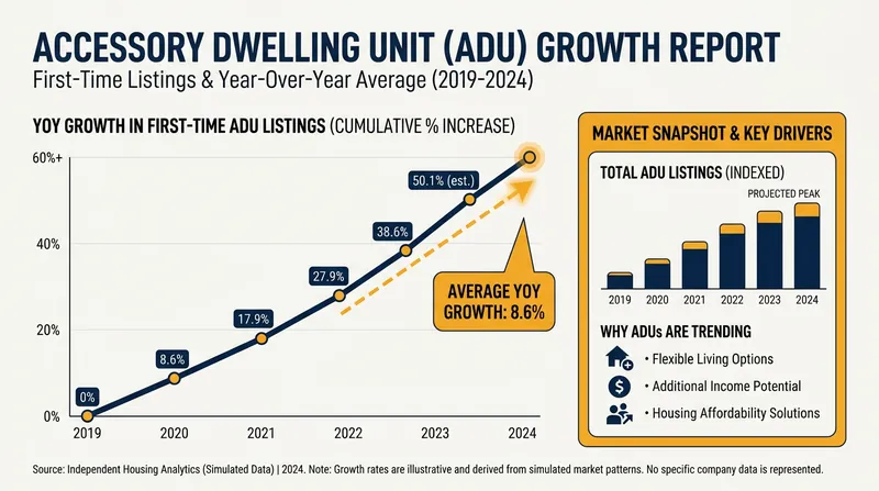 First-time ADU listings have seen consistent year-over-year growth nationwide.