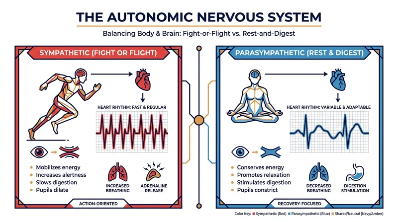 HRV is governed by the constant push-and-pull of the autonomic nervous system.