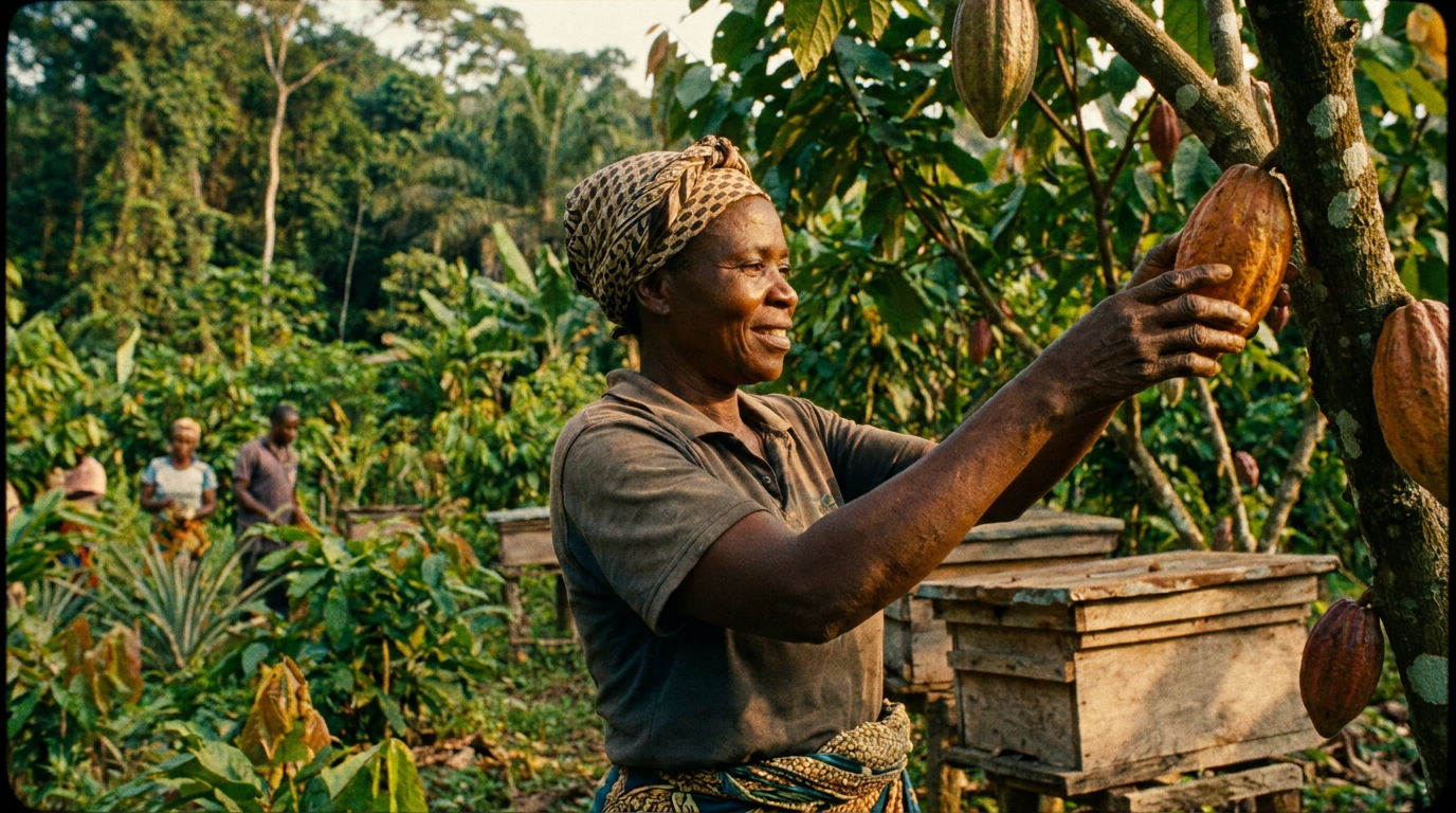 Secured land tenure allows residents to safely invest in sustainable livelihoods like cocoa farming and beekeeping.