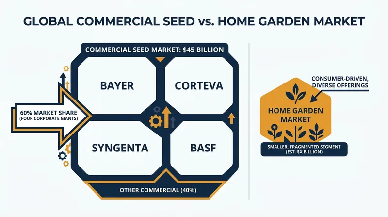 Four multinational conglomerates control over half of the global commercial seed market.
